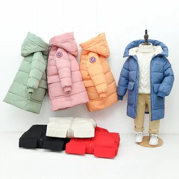 Winter new medium children's cotton-padded coat long male and female Korean version thick hooded cotton-padded coat wholesale