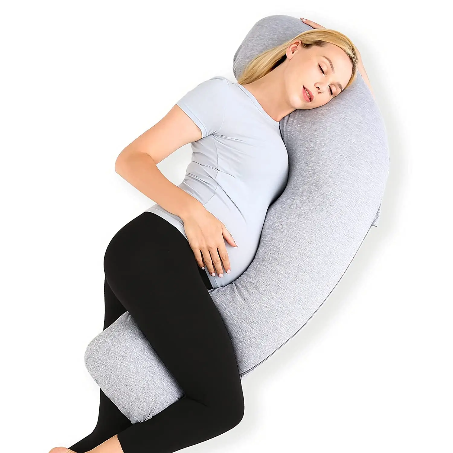 AOYATEX J Shaped Maternity Body Pillow for Pregnancy Soft Pregnancy Pillow with Jersey Cover