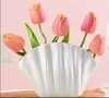 Matte Shell Texture White Vase with 5 Flower Slots