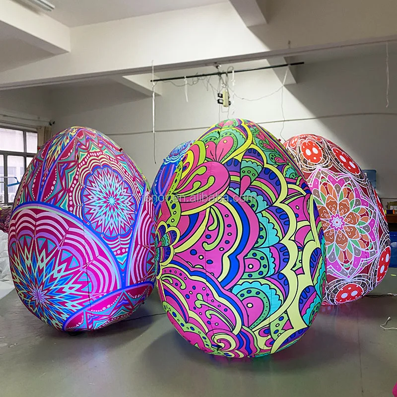 Colorful LED Lighted Inflatable Eggs Balloon for Easter Festival Holiday Advertising