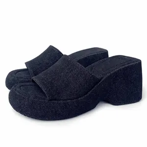 ZAZB New Summer Customized Women's High Heel Thick Sole Slippers Round Toe Open Toe Women's Thick Heel Sandals