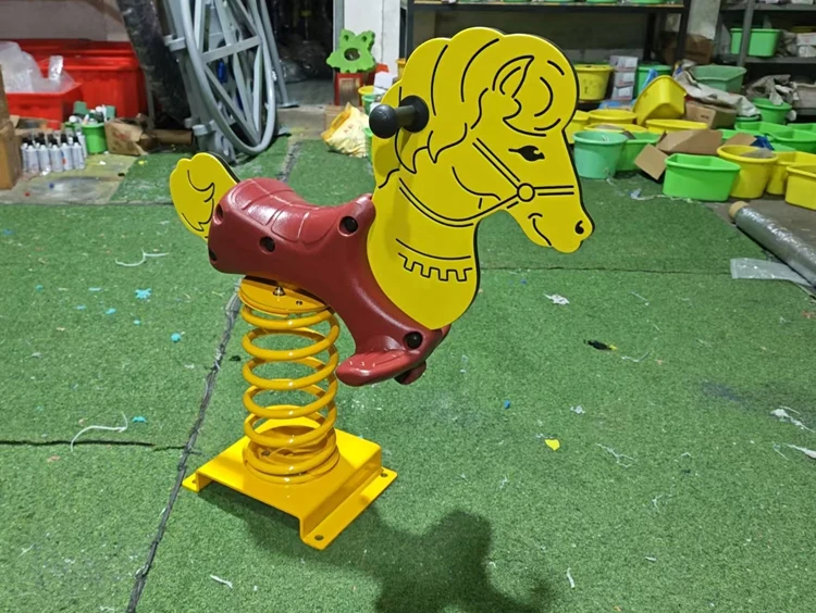 Outdoor Children's Playground Spring Rider PE Board Animal Shape Children's Spring Wooden Horse