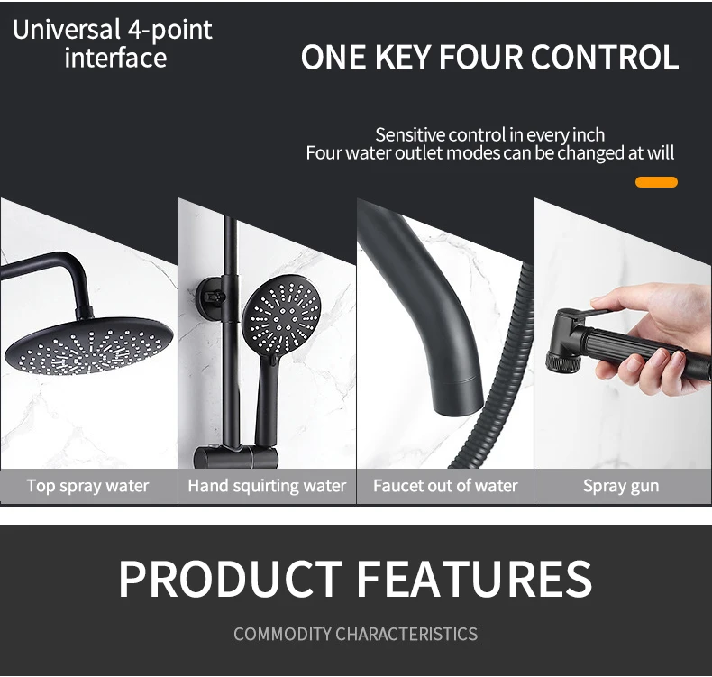 Shower System Hot Water 3 Way Best Selling Colonne Cheap Black Mate