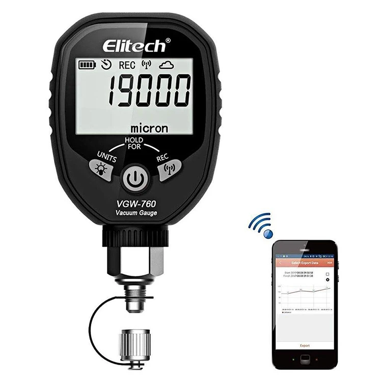 Elitech VGW-mini Wireless Micron Gauge 1~19,000 Microns, Digital