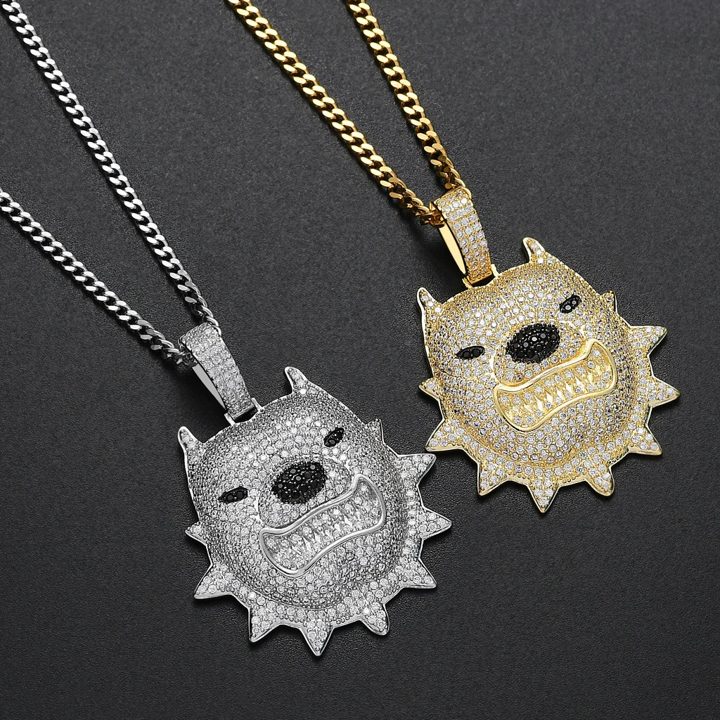 Men's Hip Hop Jewelry Full CZ Diamond Bulldog Pendant