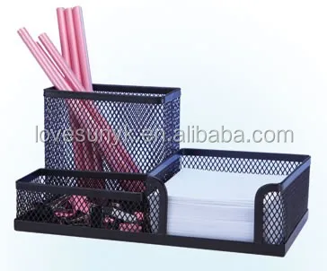 Металлическая сетка офисный стол для хранения с контейнером для карандашей