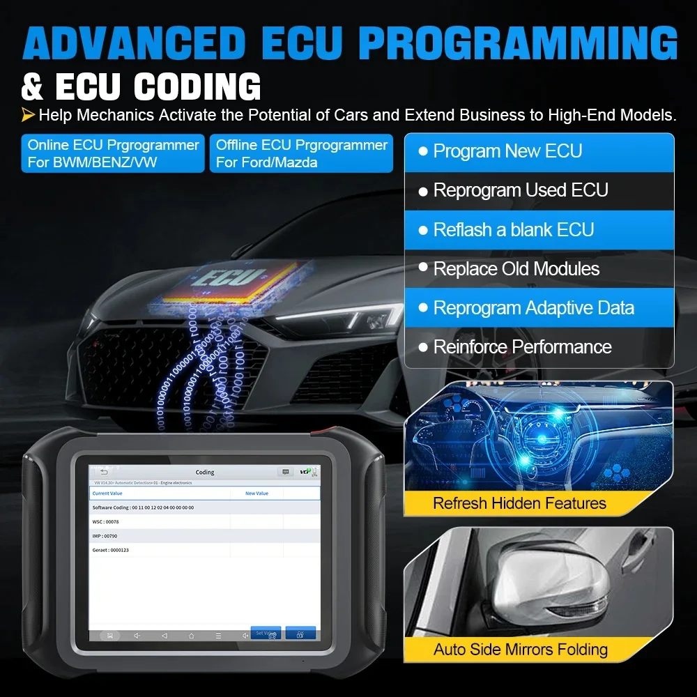 XTOOL D9S Pro Engine Diagnostic Scanner New Car Key Programmer Obd2 Scanner Professional Car Diagnostic and Key Coding Tool