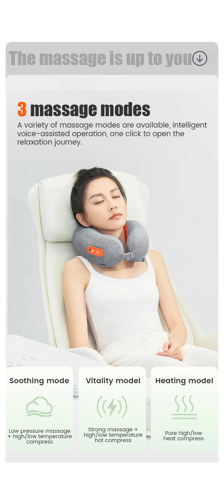 2024 New Arrival Hot Compress Electric Neck Massager U Shaped Pillow Kneading Neck Massager U 3785