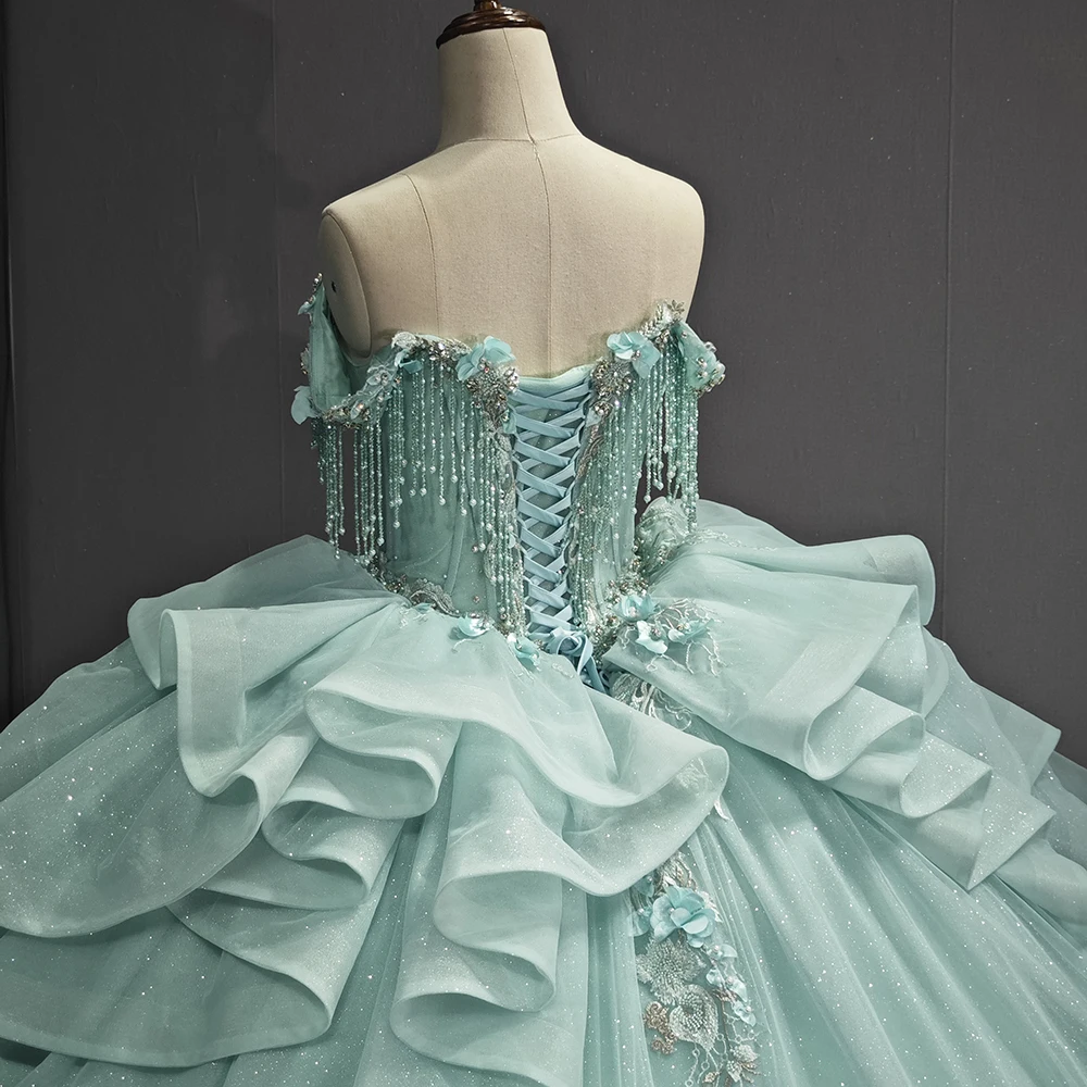 green emerald velvet dress Dancing Queen 1843 Long Quinceanera Dress Sage / Small main image 1