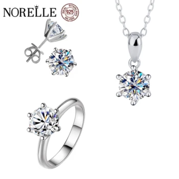 Classic Fine Jewelry Moissanite Sets for Women 4CT Moissanite Ring Earring Necklace Sets for Ladies Wedding Engagement  Jewelry