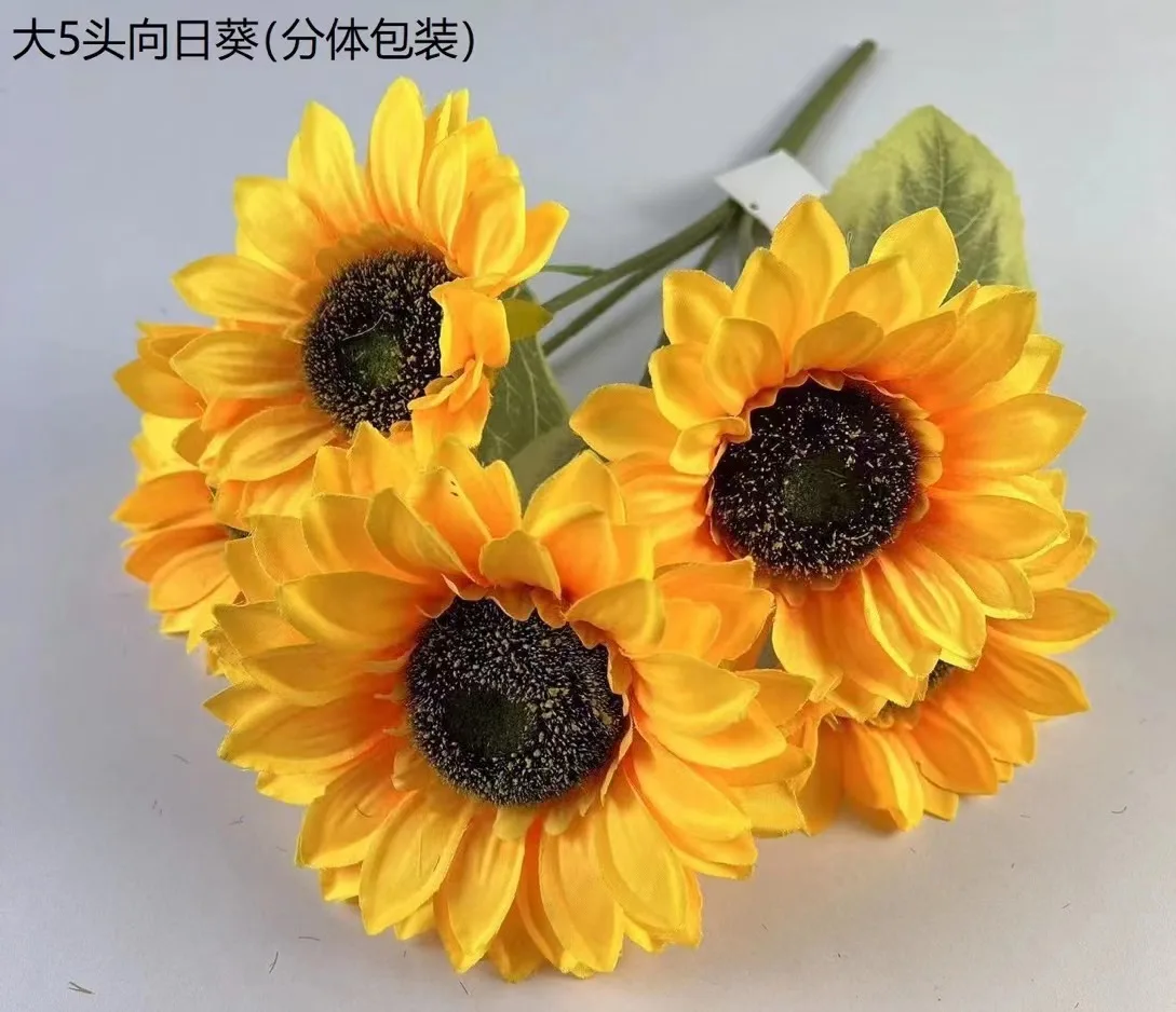 Qslhv155 Wholesale Artificial Sunflowers Silk Sunflower Bouquet Yellow Sunflower Artificial