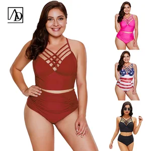 Aide Factory Plus Size Swimwear Women Two Piece Swimsuit Retro Large Two Piece Fat Bathing Suit Swimming Suit for Ladies Bikini