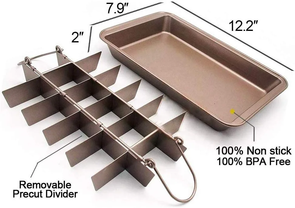 MJ Professional Bakeware 18 Cavity Baking Tools Easy Cleaning Square Lattice Chocolate Cake Mold Brownie Baking Pan Non-Stick