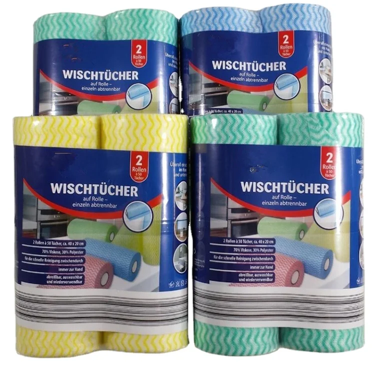 70% Viscose Super Absorbent Multipurpose Nonwoven Heavy Duty Chux Blue Perforated Dry Wipes Roll Reusable Kitchen Cleaning Cloth