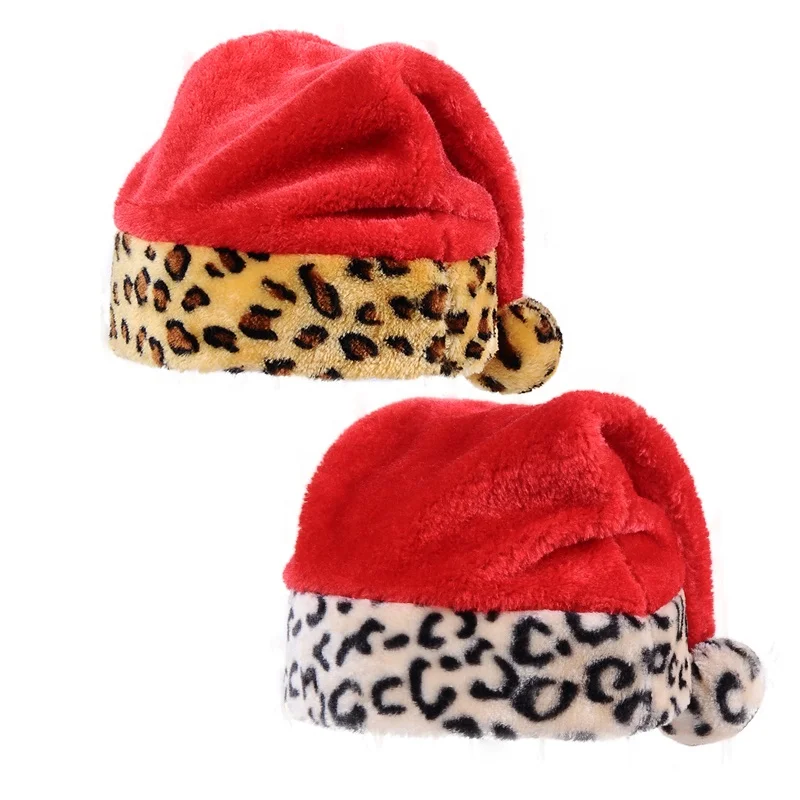 BSCI Factory SJ020 Yiwu sexy leopard pattern plush christmas hats traditional women mix design