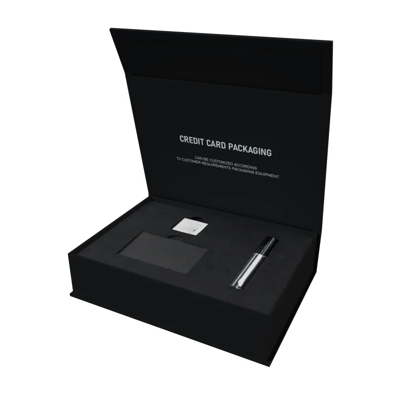 product luxury is09001 gift black bank card fold  box custom printing rigid cardboard box with insert-5