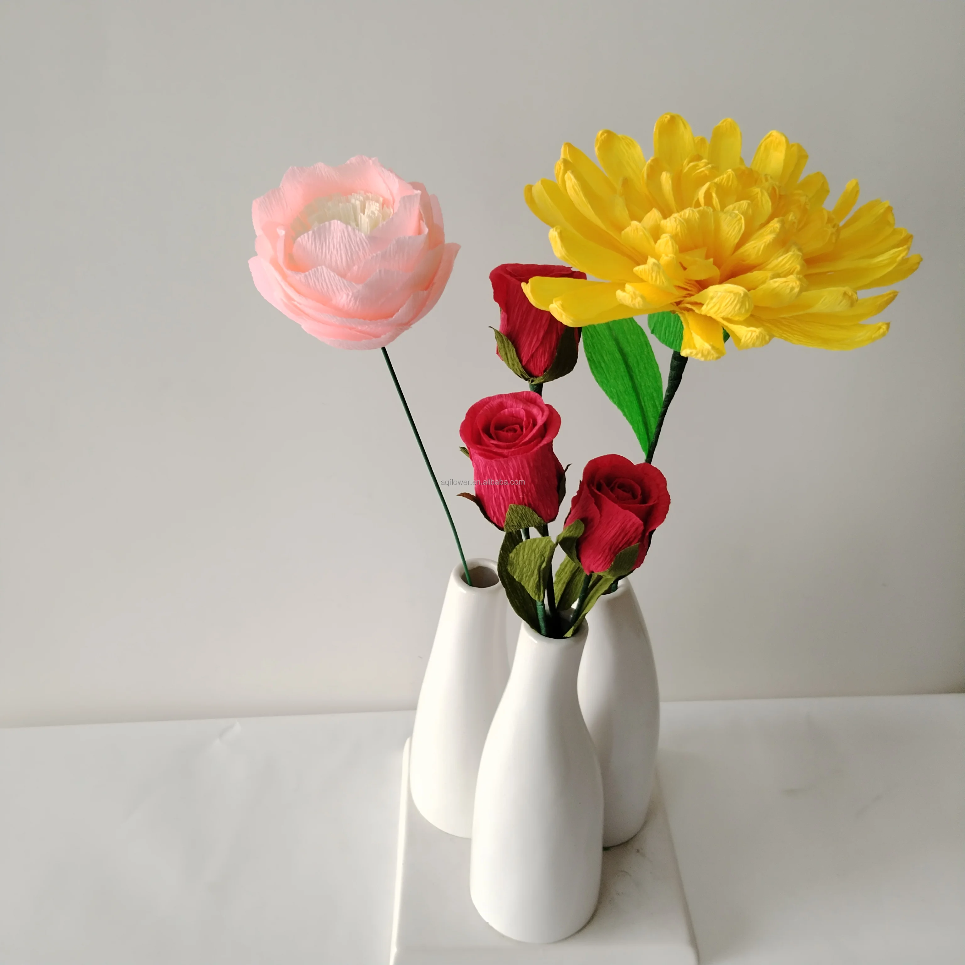 Artificial Rose Cheap Paper Flower Wedding Bride Holding Real Touch Artificial Flower Rose