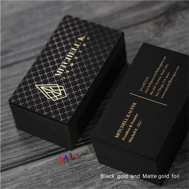 Оптовая продажа, поздравительные открытки на заказ, визитная карточка из фольги, черная картонная открытка, Золотая фольга, штамповка логотипа