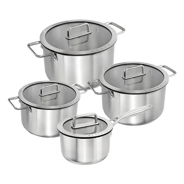 Manufacturer high quality cookware sets kitchen 8pcs stainless steel pots and pans cooking pot