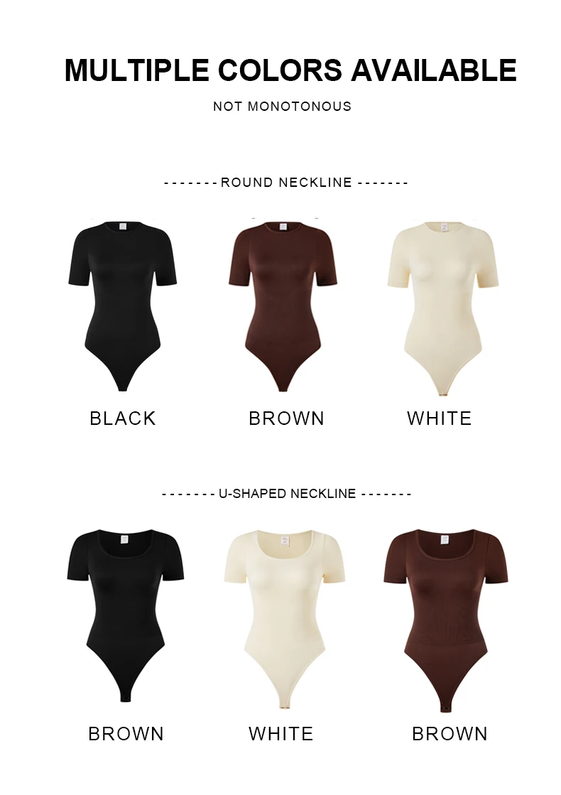 Custom Gym Women Round Neck Seamless Sleeved Thong Panties Tummy Control Shapewear Bodysuit Underwear Waist Trainer Shaper supplier