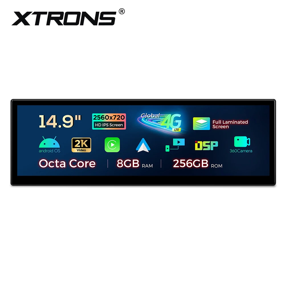 XTRONS 14.9 Inch 2K IPS Android 14 Car Stereo Multimedia Player Global 4G 8+256GB 360° Camera for BMW X3 F25/ X4 F26 NBT