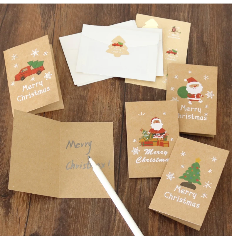 6 Pcs Christmas Greeting Cards Plus 6 Envelopes Per Pack Wholesale