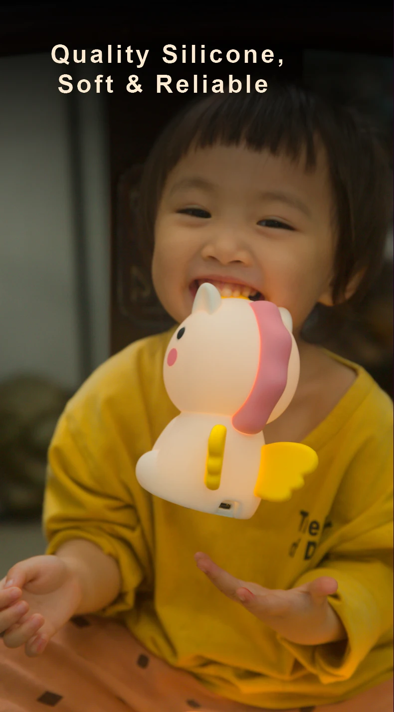 Baby Night Light Cartoon Rgb Rechargeable Unicorn Lamp Led Silicone Night Light For Kids Room