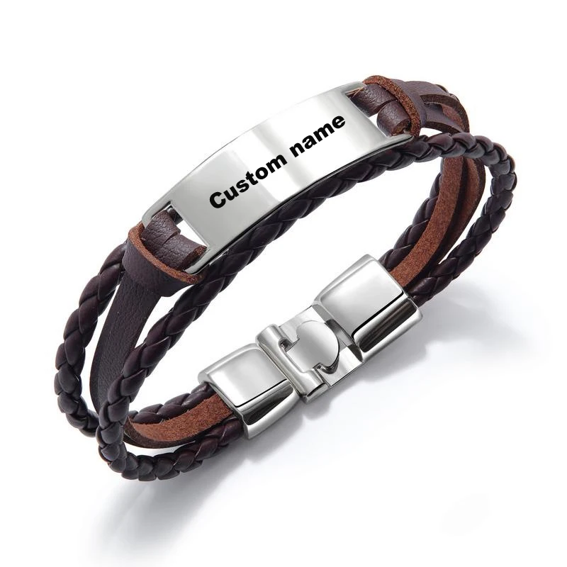 Custom Logo Name Engrave Id Bracelet 