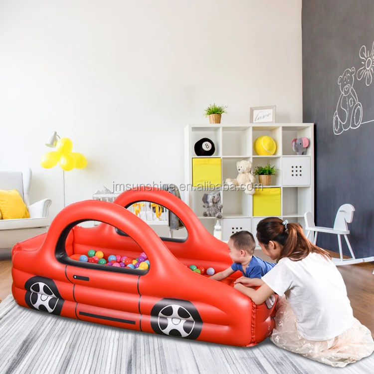 Custom Flocked Multi-Function Kids Air Bed Removable Inflatable Toddler Travel Bed With Race Car Rail for General Furniture Use