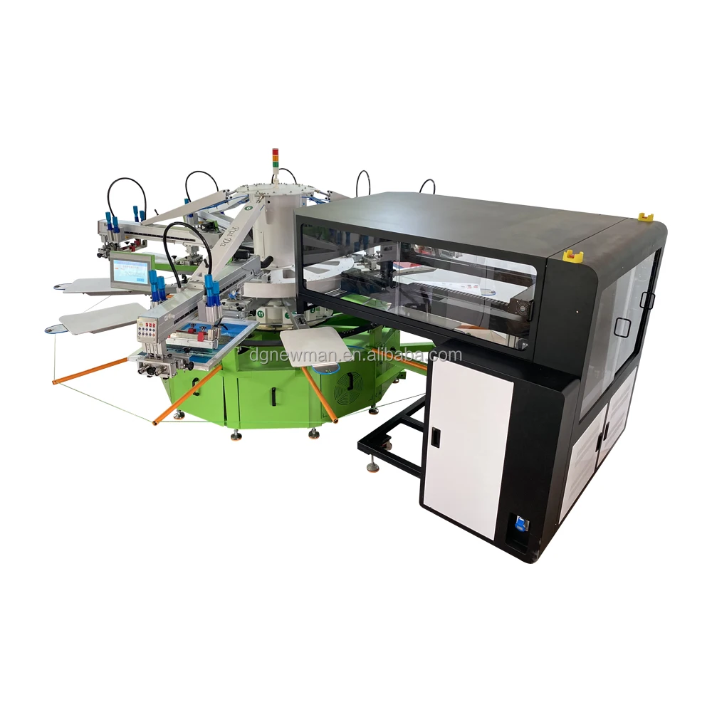 product automatic 4 color 12 stations screen printing machine with hybrid digital printing machine-9