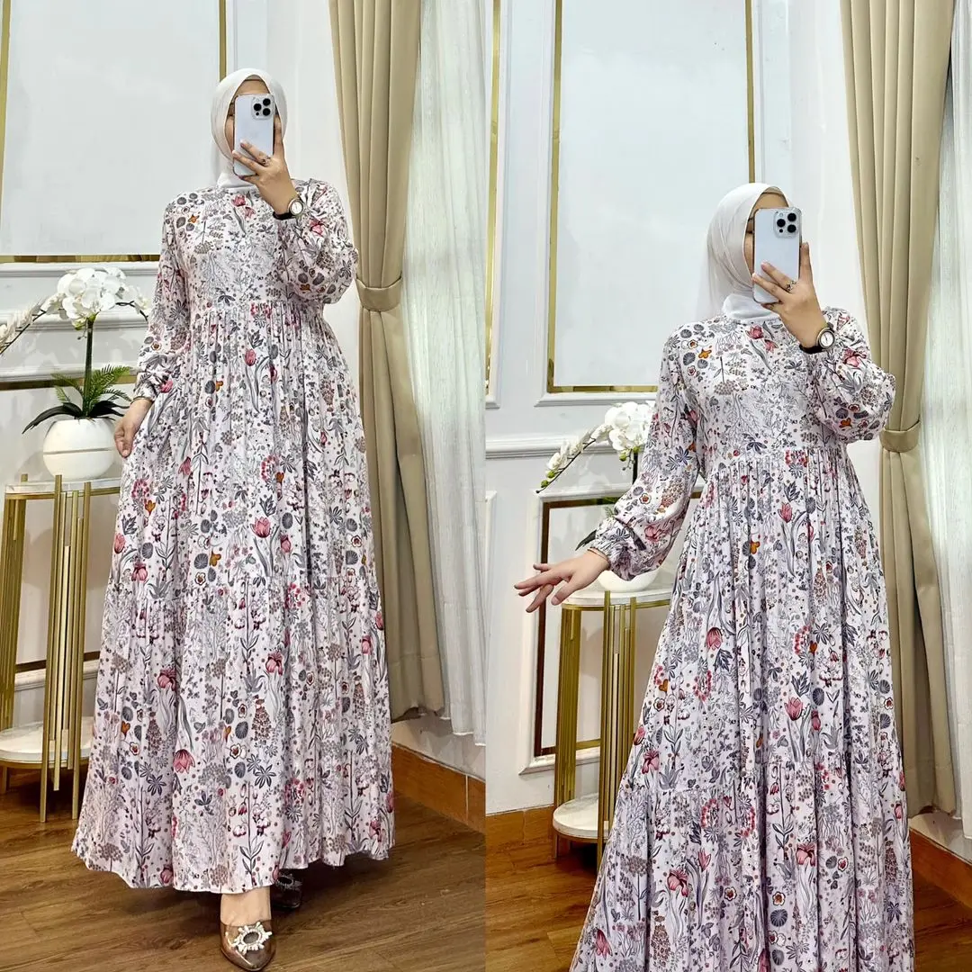Eid Al-Fitr Latest Design Luxury Loose Abaya Women's Muslim Long-sleeved Dress Embroidered Evening Gown in Dubai, Turkey