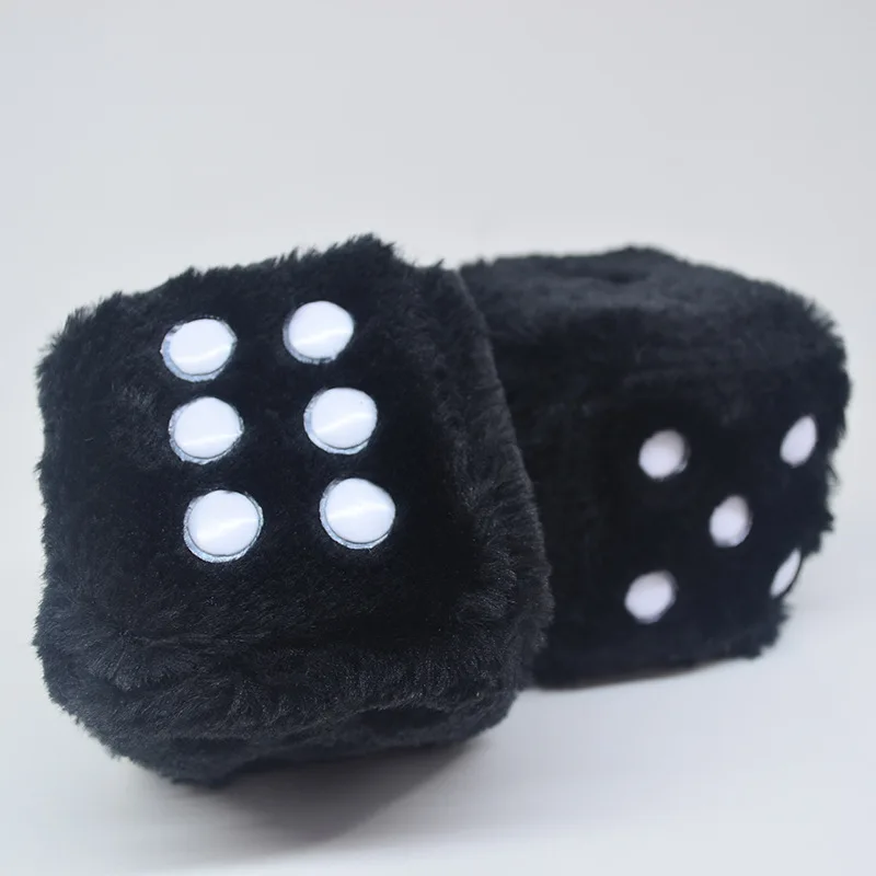 Custom Pair Of Retro Square Mirror Hanging Couple Fuzzy Plush Dice With