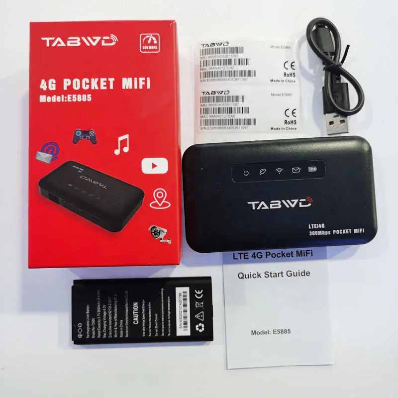 Universal 4G Sim Router TABWD E5885 4G LTE Pocket Wifi Mini Router with Ethernet Port 300Mbps VS MF6875