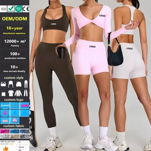 Custom Naked Feeling Conjunto De Yoga Outfit High Waist Tummy Control Quick Dry Leggings Suit Gym Fitness Wear Women Yoga Set