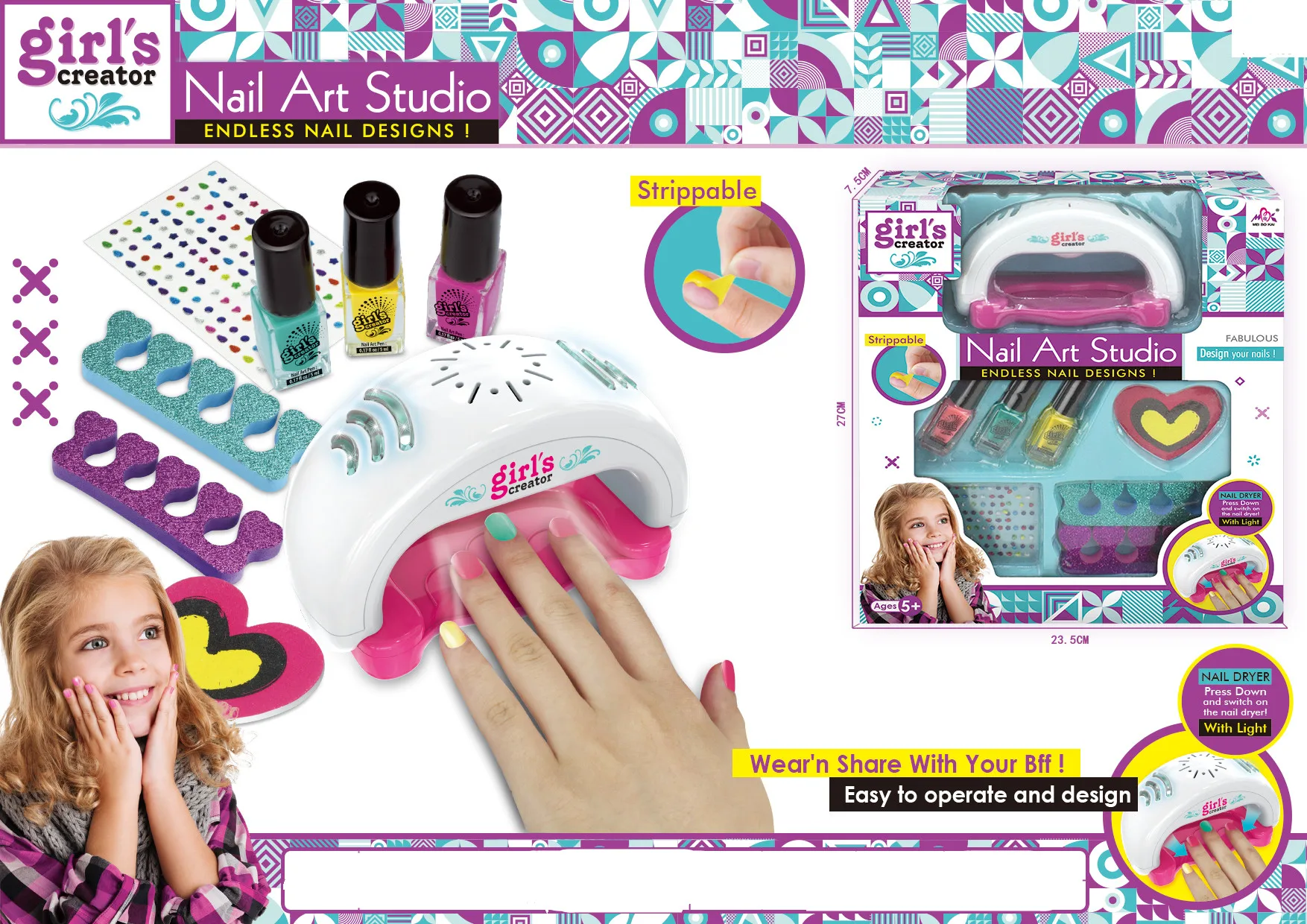 DIY Nail Art Studio Toy Set Fun Creativity for Girls