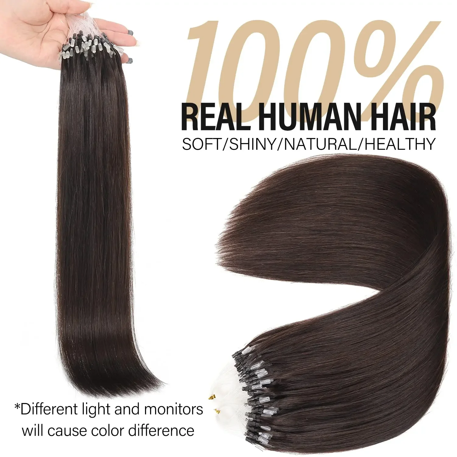 Micro Ring Haarverlängerungen Echthaar Seidig Glatt 50g Echte Remy Echthaarverlängerungen für Frauen_voghion.com
