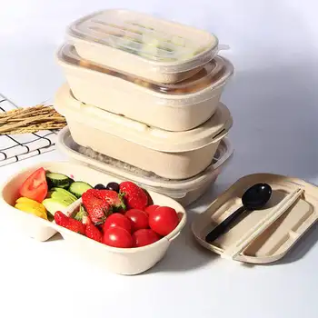 Eco-friendly Disposable Biodegradable Fast Food Bamboo Pulp Container ...