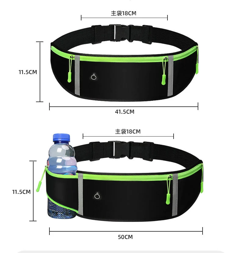Letter Graphic Waterproof Nylon Fitness Fanny Packs Running Cycling Outdoor Sport Waist Belt Bag with Water Bottle Holder