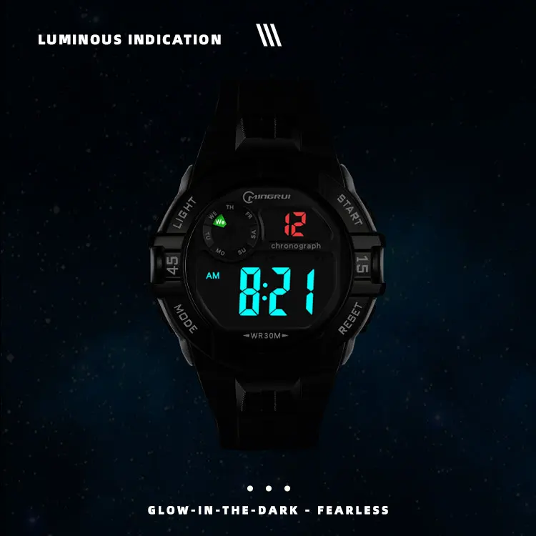 Fashion LED Watches Multi Function Changed Light Color Silicone Waterproof Wrist Digital Kids Sport Watch
