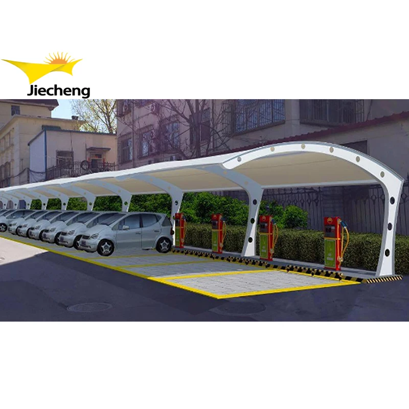 PVDF /PVC Waterproof Stretch Membrane Structure Car Parking Cover Tent Garage