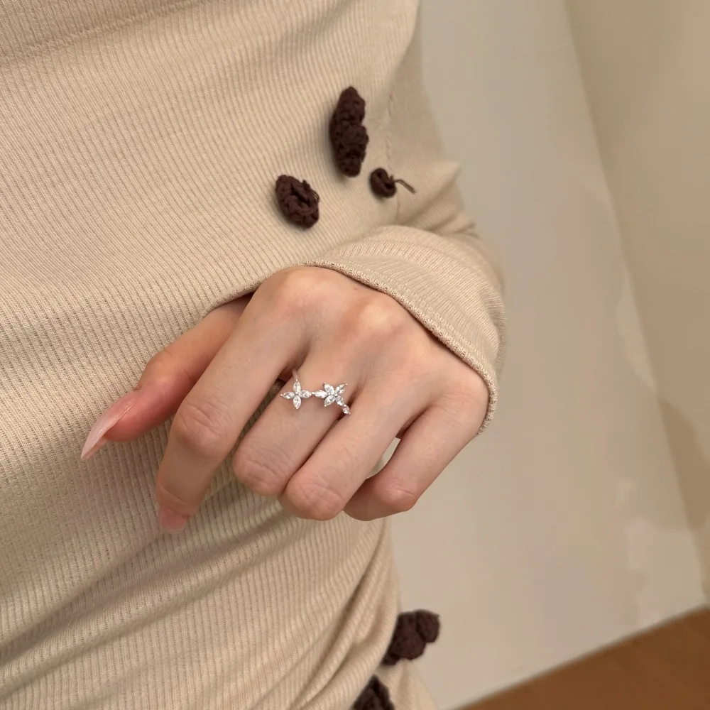 KAKODIY new launch open adjustable ring 925 Sterling Silver butterfly shape 5A zirconia female bride fashion ring detail 7