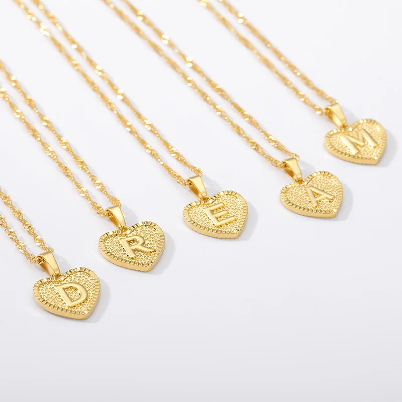 NIUREDLTD Initial Heart Necklace Bracelet Set Gold Plated Initial Necklace  A Z 26 Alphabet Letter Necklace Bracelet For Women 