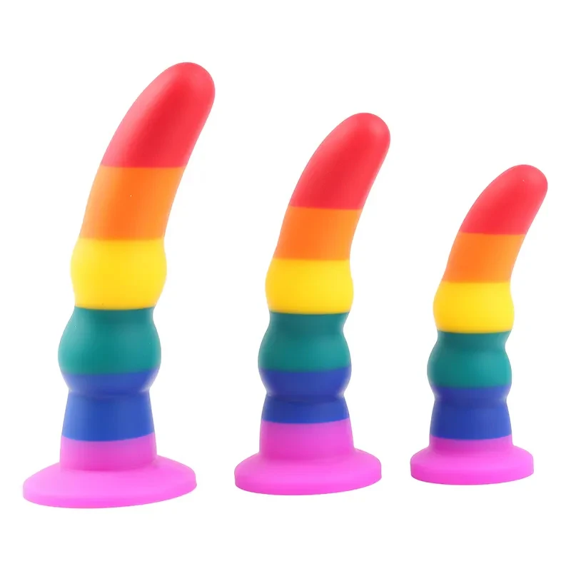 Colorful Bulk Silicone & PVC Dildo Rainbow Monster Realistic Artistic Penis  Sex Toys for Adults for Women