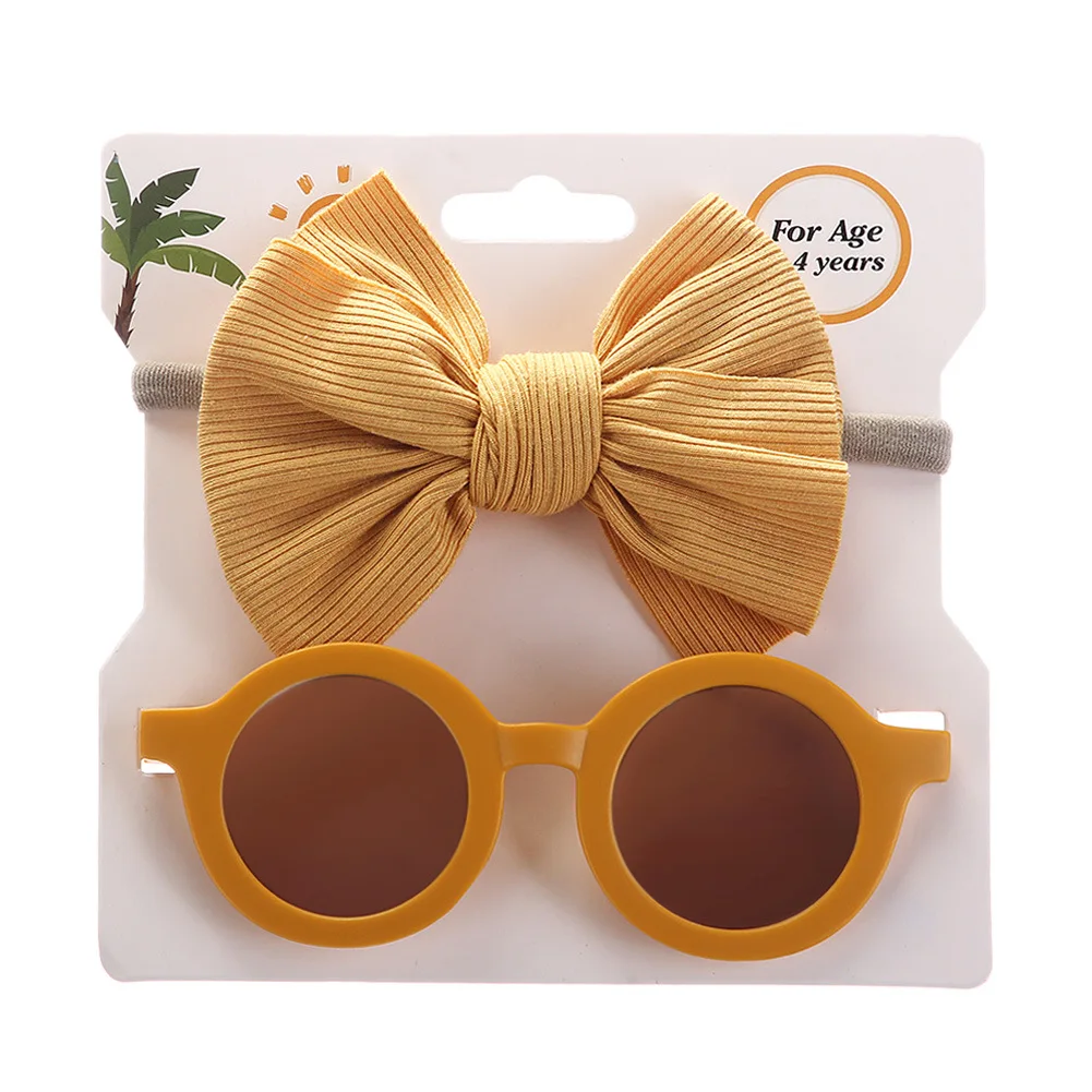 Children's Sunglasses & Headband Set, Cute Bow Headbands & Anti