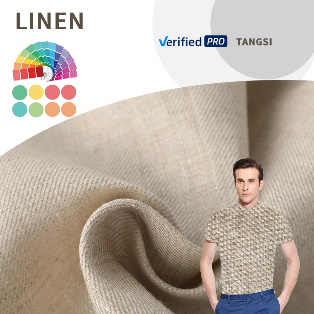 2025 China Shaoxing High Quality Pure Linen Fabric 100% Linen Summer Woven Plain for Shirts Clothing