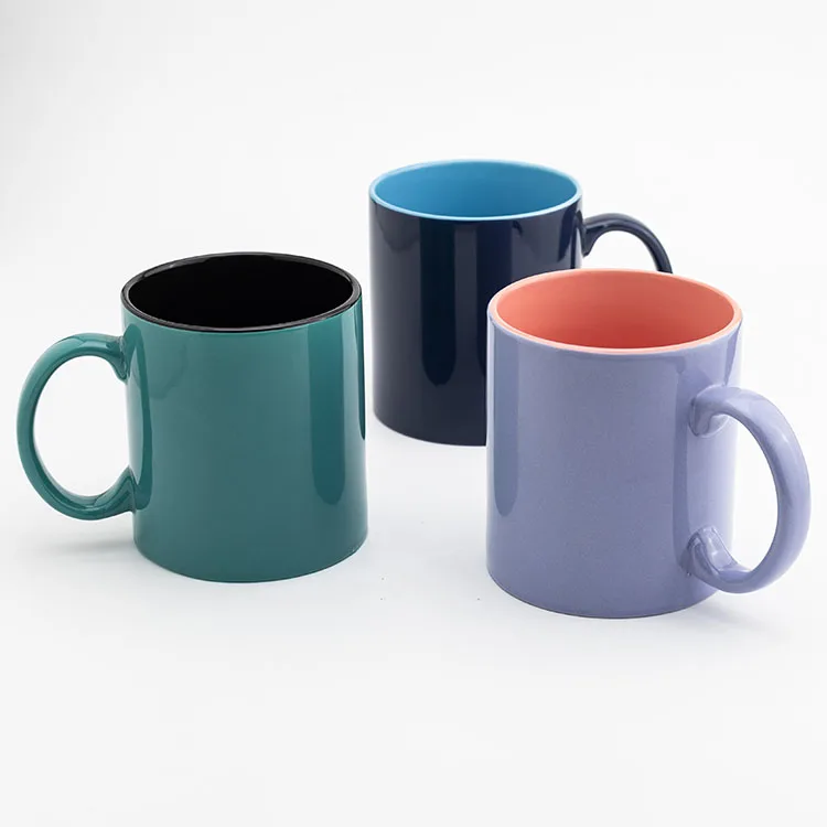 11 20 OZ Customized Black Sublimation Ceramic Mug Inside Color Porcelain  Coffee Mug