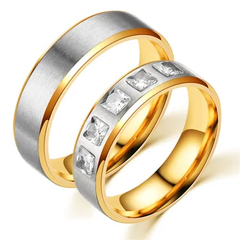 RSM0087 Cross-border simple stainless steel couple ring pair ring plating gold ring diamond jewelry