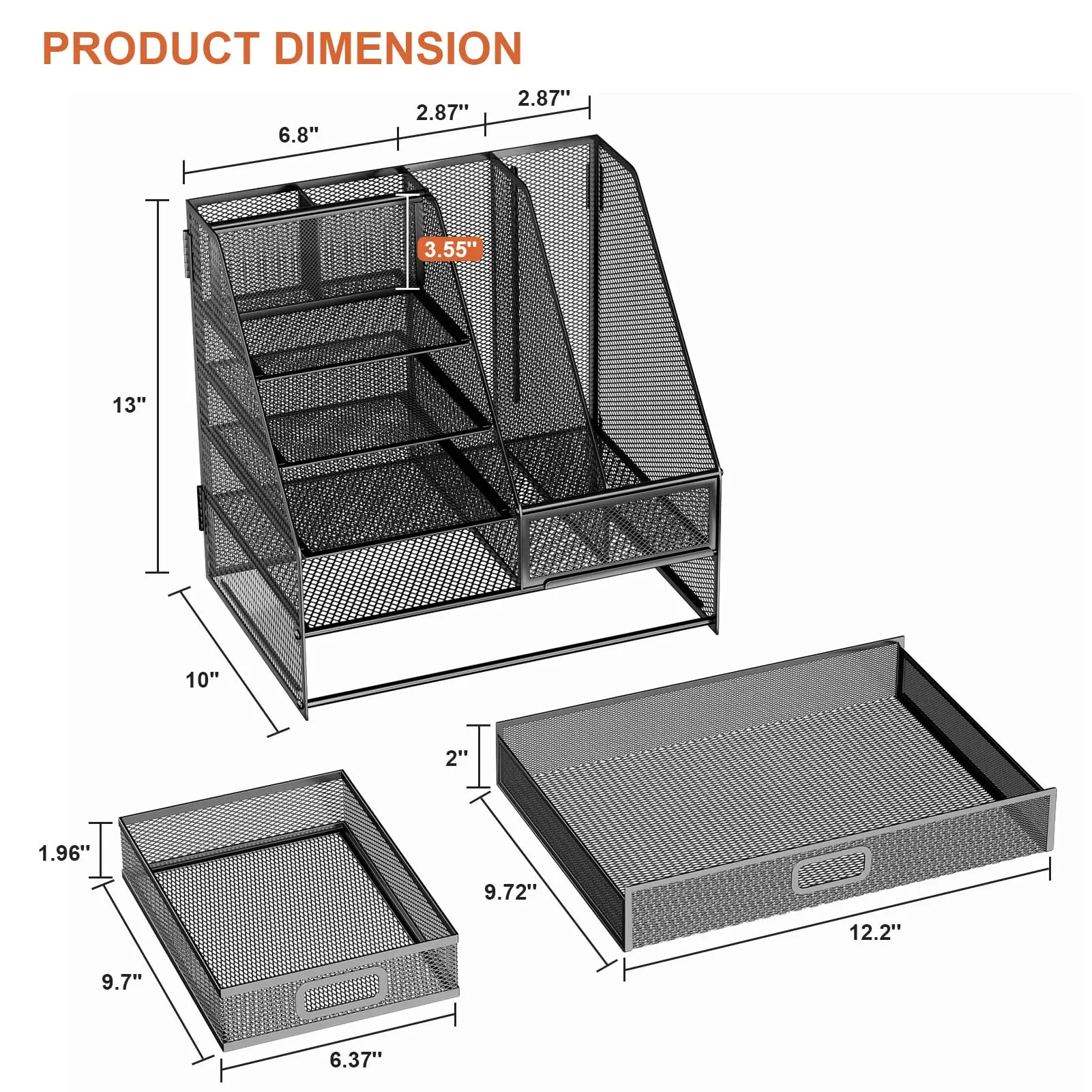 Mesh 4 Tier Desk Organizers And Accessories Paper Letter Tray With File ...