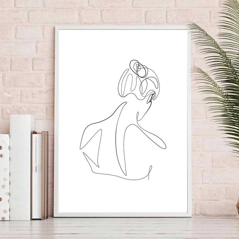 Abstract One Line Drawing Art Picture Feminine Naked Woman Figure Erotic Prints  Hot  Nude Art Woman Girl Body Painting
