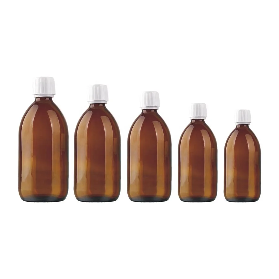 250ml Empty Round Cough Syrup Bottle Glass Syrup Amber Glass Bottle for Pharmaceutical